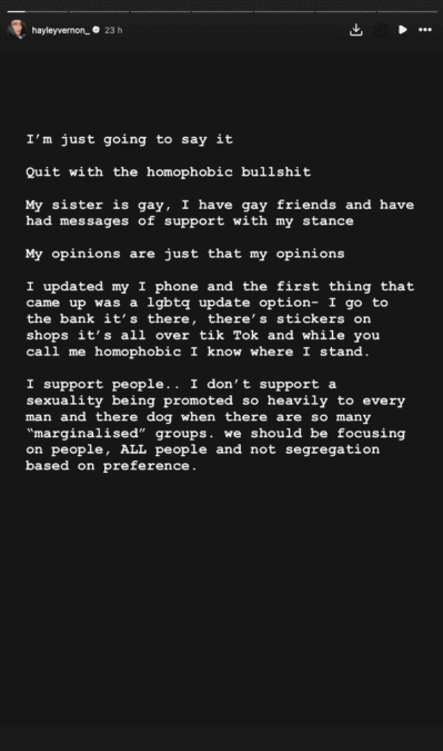 married at first sight hayley homophobic post defence